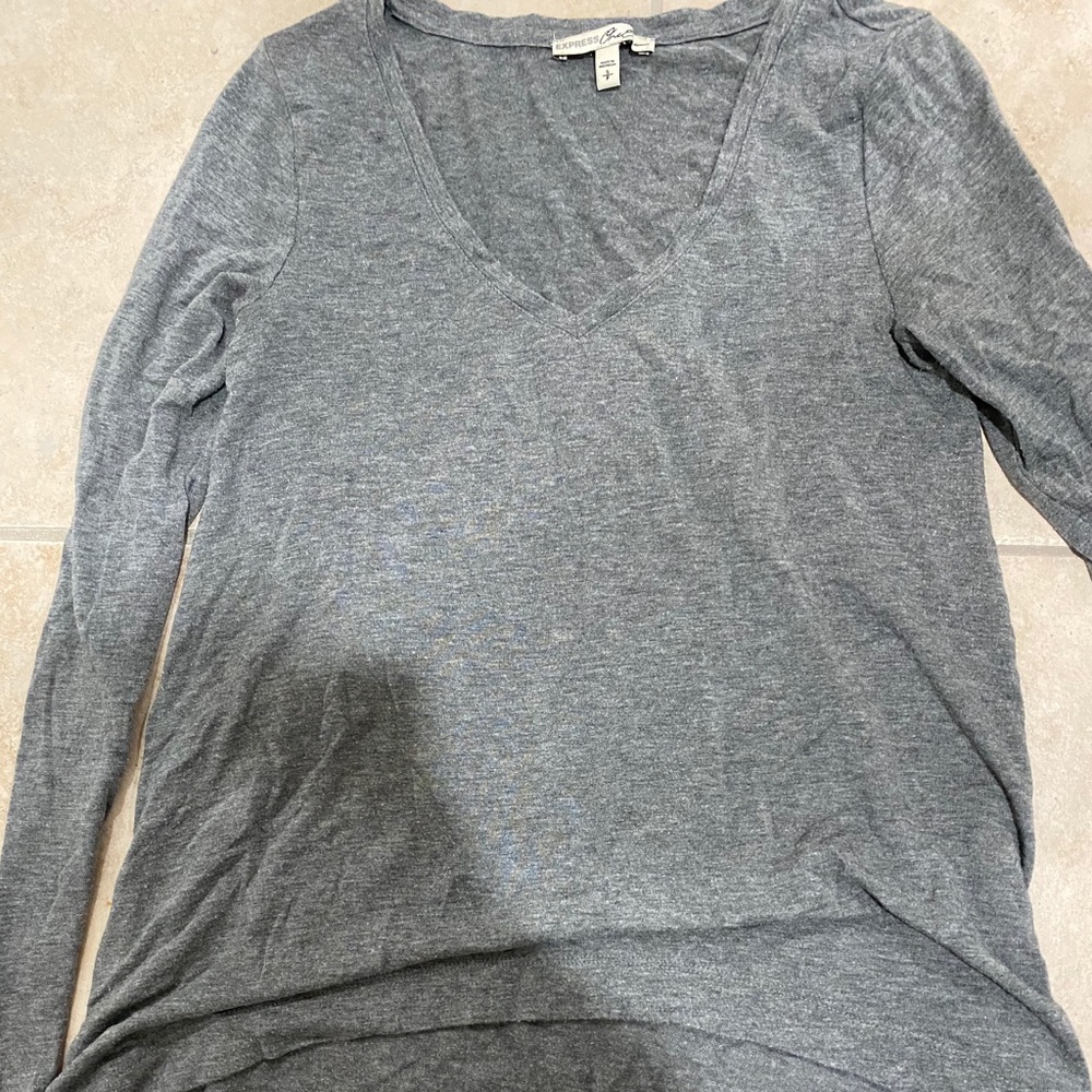 High low gray long sleeve American Eagle